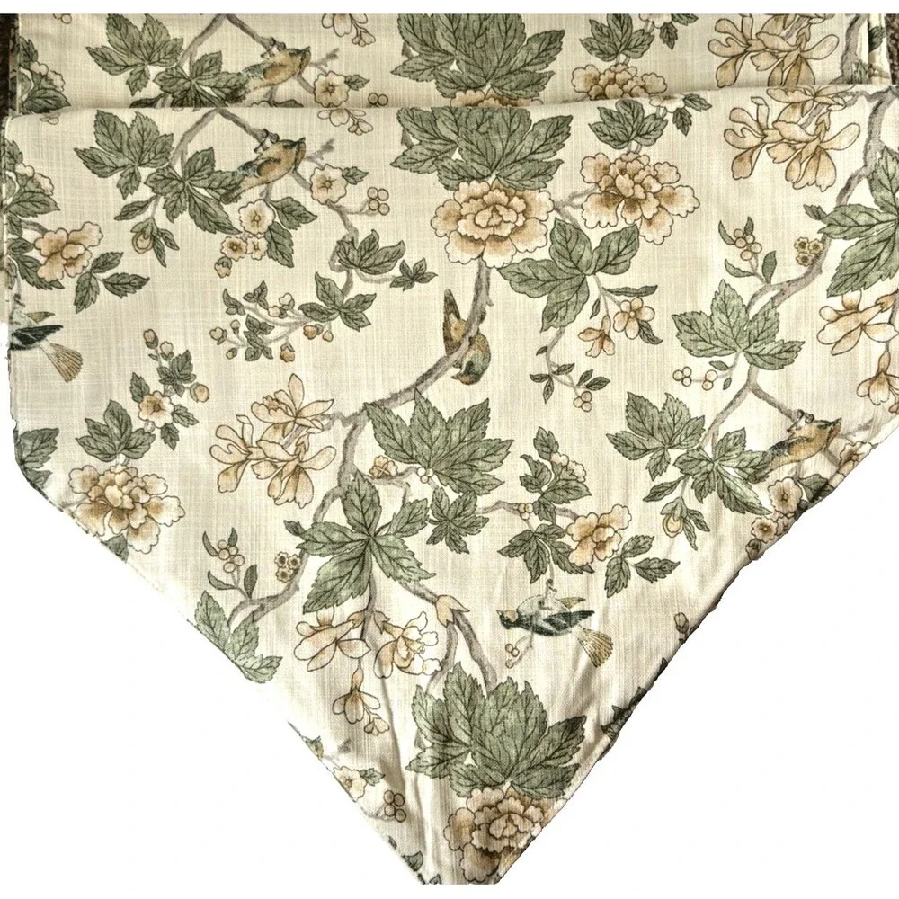 Sanderson Table Runner Chiswick Grove 108x18 Reversible Pointed Ends 100% Cotton